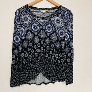 Style & Co Twist Front Top  Multicolor Blue   Sz XS   GUC